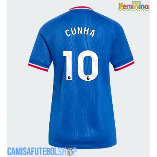 Camisa de time de futebol Manchester United Matheus Cunha #10 Replicas 2º Equipamento Feminina 2026-27 Manga Curta